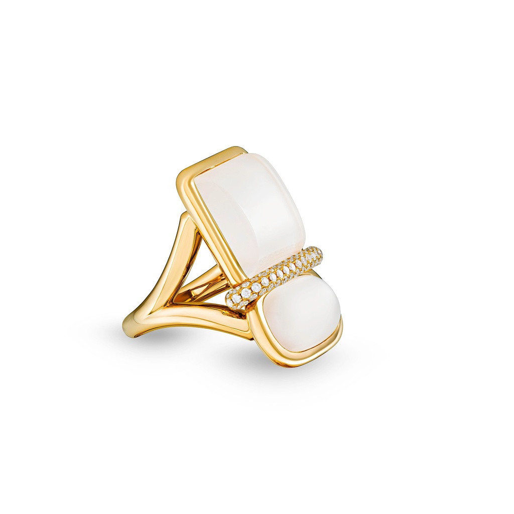 Amrita Square Duplet Ring In White Mother Of Pearl #2