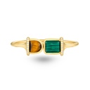 Amrita Square Bangle In Tiger'S Eyes And Malachite #2