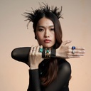Amrita Square Bangle In Tiger'S Eyes And Malachite #3