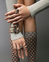 Amrita Square Duplet Ring In Hematite, Milky Quartz And Diamonds #2