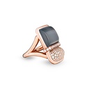 Amrita Square Duplet Ring In Hematite, Milky Quartz And Diamonds #3