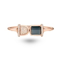 Amrita Square Duplet Bangle In Hematite, Milky Quartz And Diamonds #2