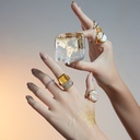 Amrita Square Duplet Ring In Yellow Mother Of Pearl, Citrine, And Diamonds #2
