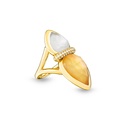 Amrita Lotus Duplet Ring In Mother Of Pearl, Citrine And White Quartz #2
