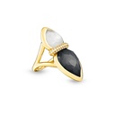 Amrita Lotus Duplet Ring In Mother Of Pearl, White And Milky Quartz #2