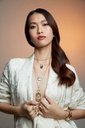 Amrita Lotus Duplet Necklace In Mother Of Pearl, White And Smokey Quartz #2