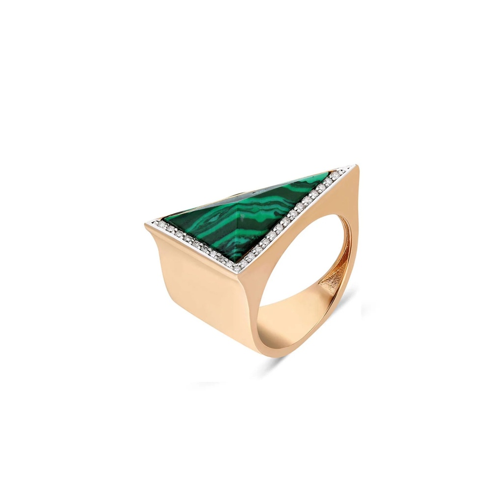 Terzihan Neutra Aztec Side Ring - Malachite