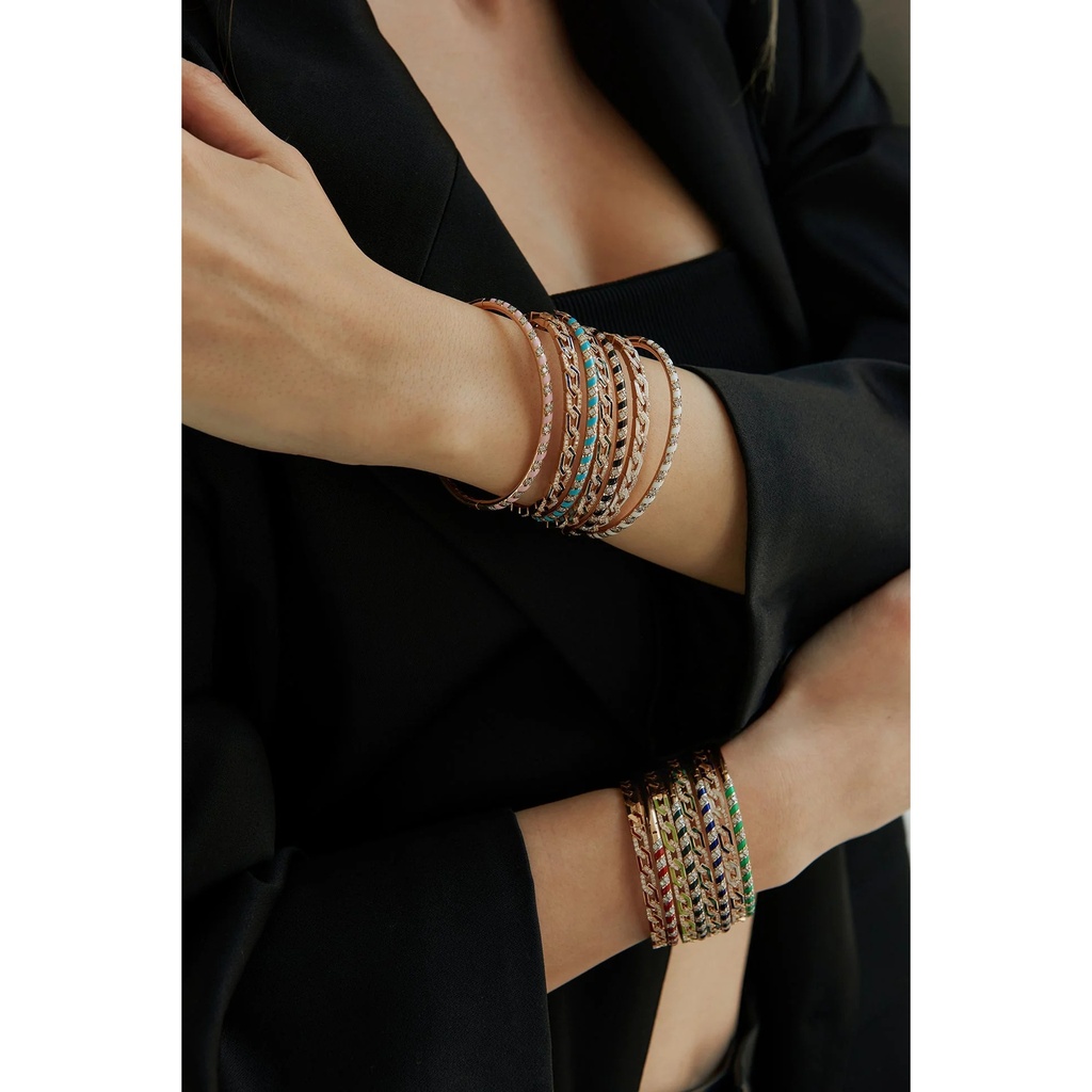 Terzihan Rose Gold Fizzy Rebel Bracelet With Diamonds - Baby Blue Enamel RG.REBEL #2
