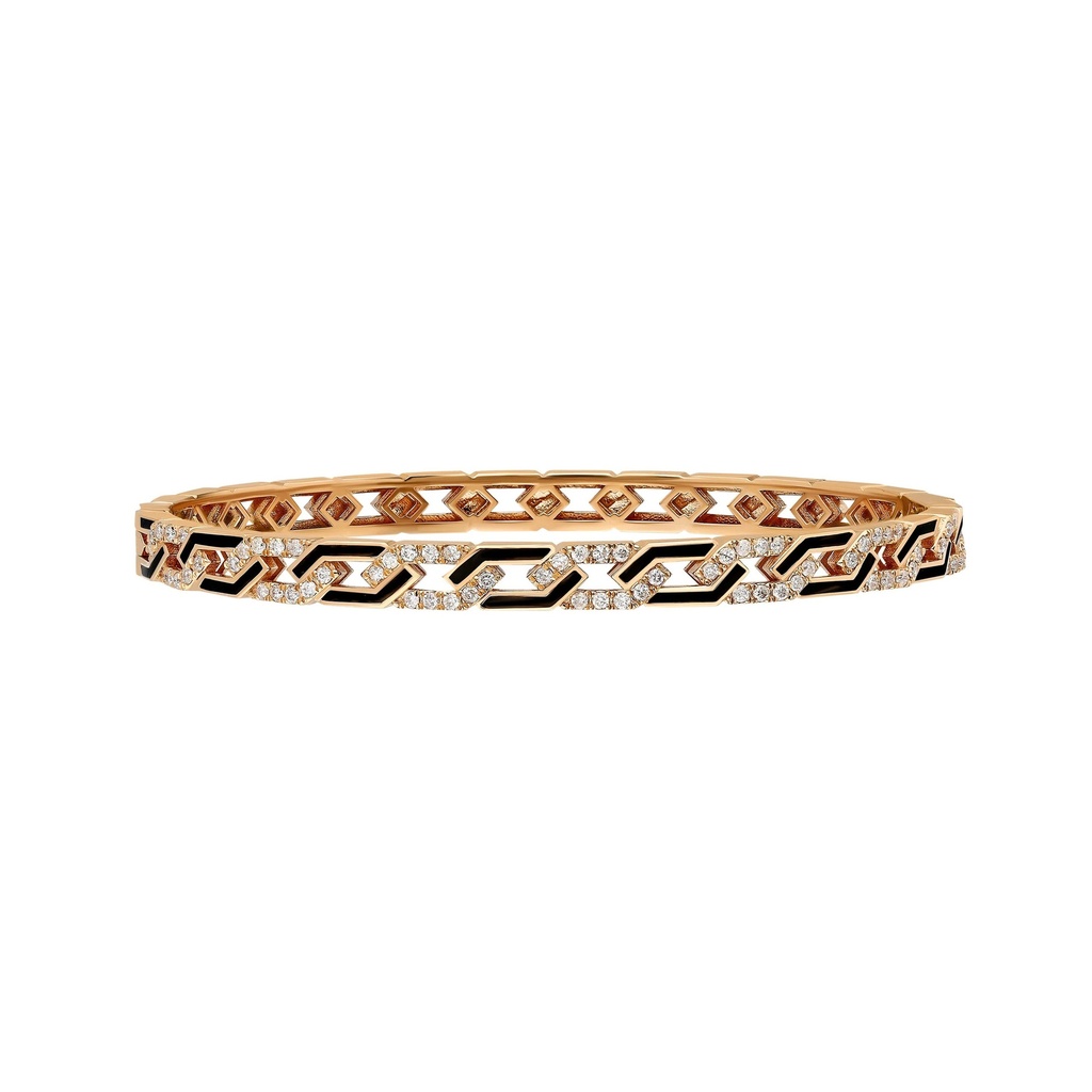Terzihan Rose Gold Fizzy Rebel Bracelet With Diamonds - Black Enamel RG.RB01L01RB-S