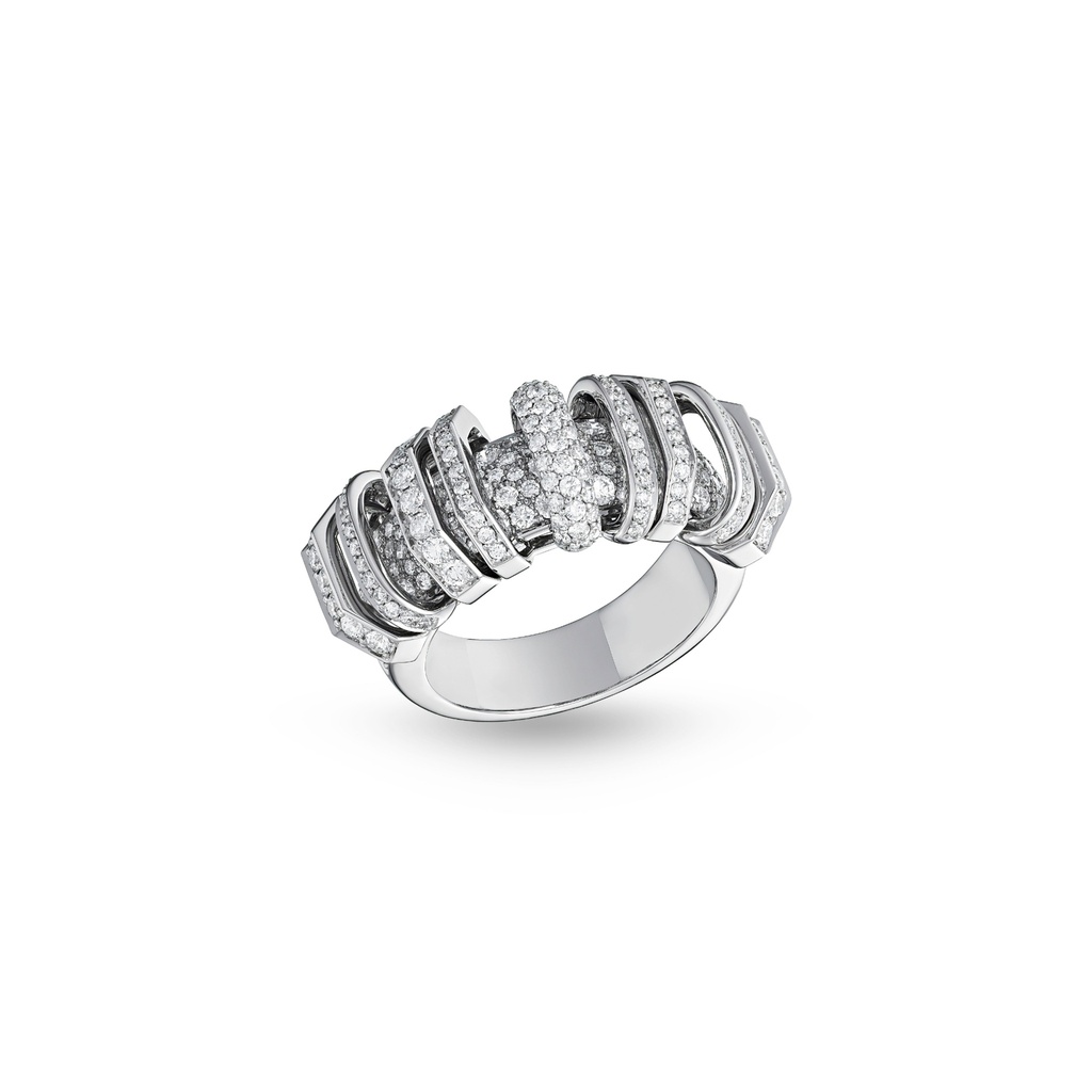 Small Akasha Ring With Pave On Band And Full Diamond Links #2