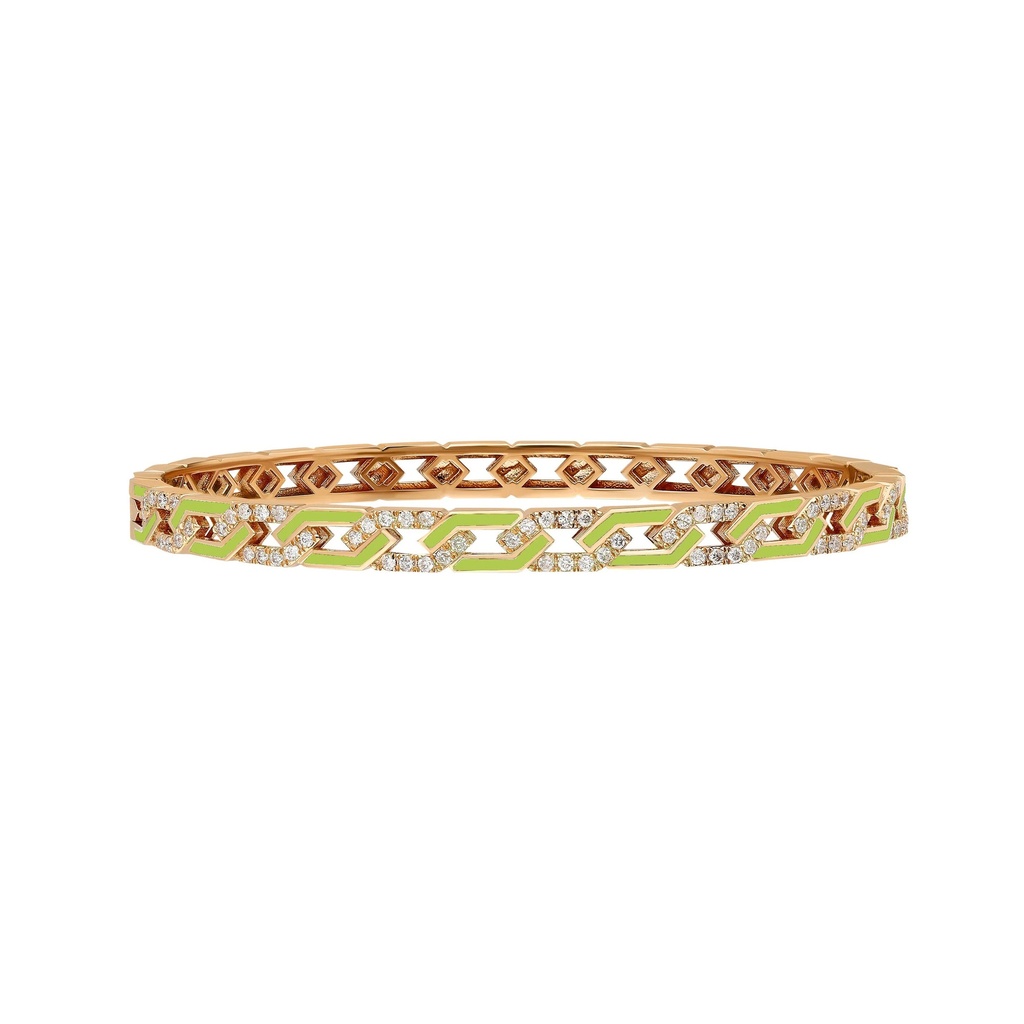 Terzihan Rose Gold Fizzy Rebel Bracelet With Diamonds - Neon Green Enamel RG.REBEL