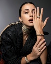 Akasha Ring With Gold Band And Half Diamond Links #2