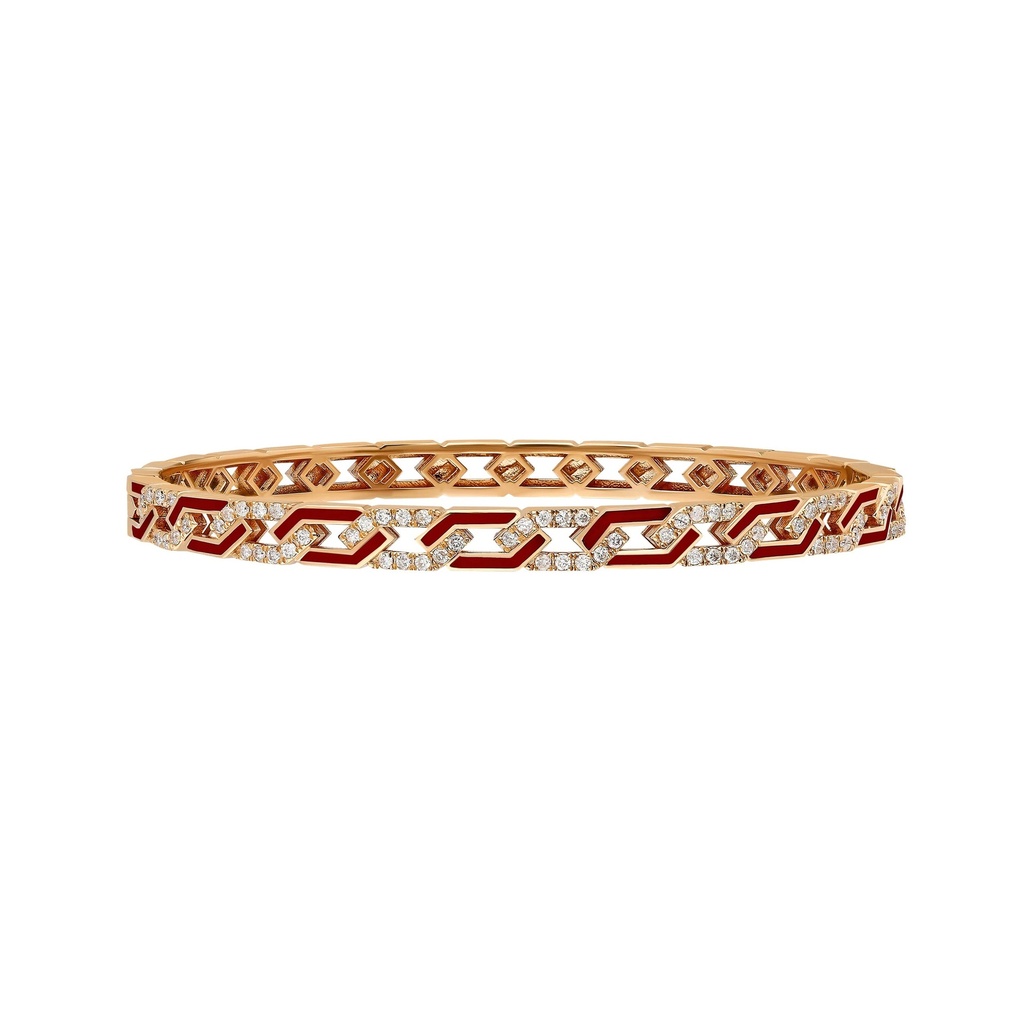 Terzihan Rose Gold Fizzy Rebel Bracelet With Diamonds - Red Enamel RG.REBEL