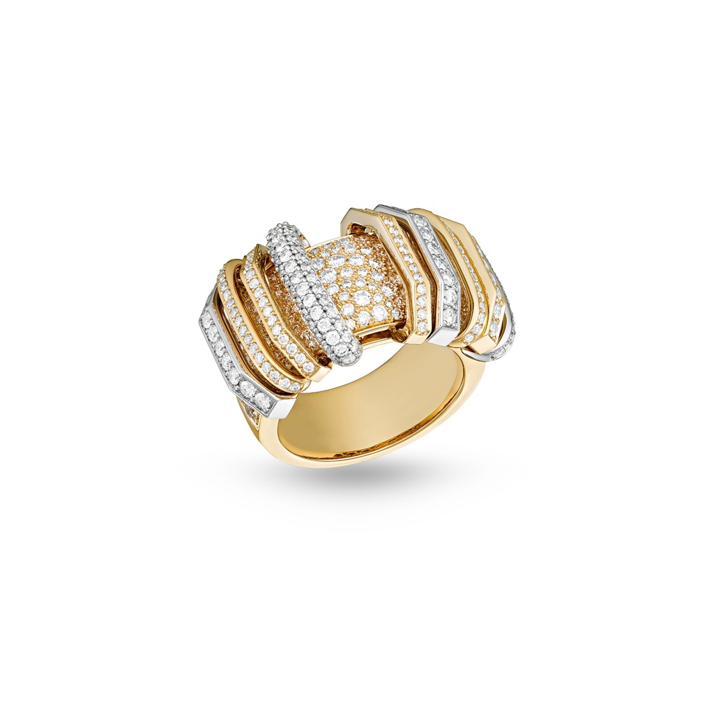 Akasha Ring With Pave On Band And Full Diamond Links #2