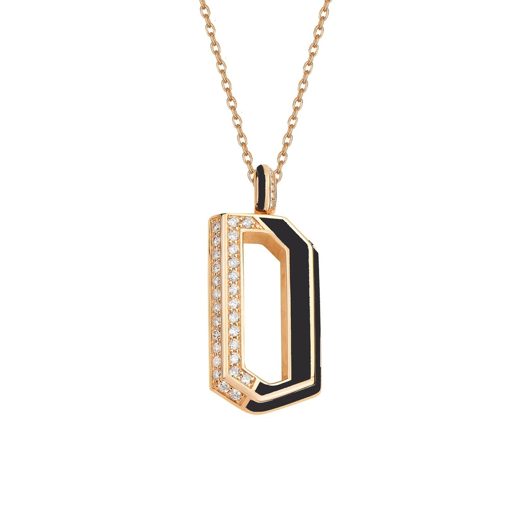 Terzihan Rose Gold Flow Chain Pendant - Black Enamel RG.FL04L01RK