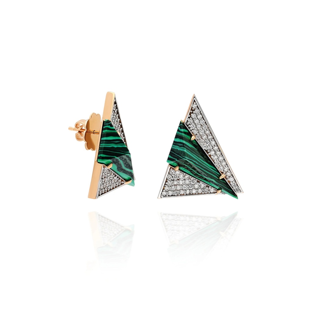 Terzihan Rose Gold Neutra Aztec Earring - Malachite RG.AZTEC