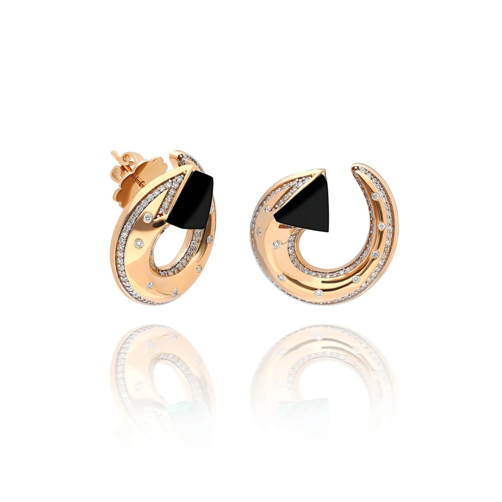 Terzihan Rose Gold Neutra Balance Earrings - Black RG.BALANCE