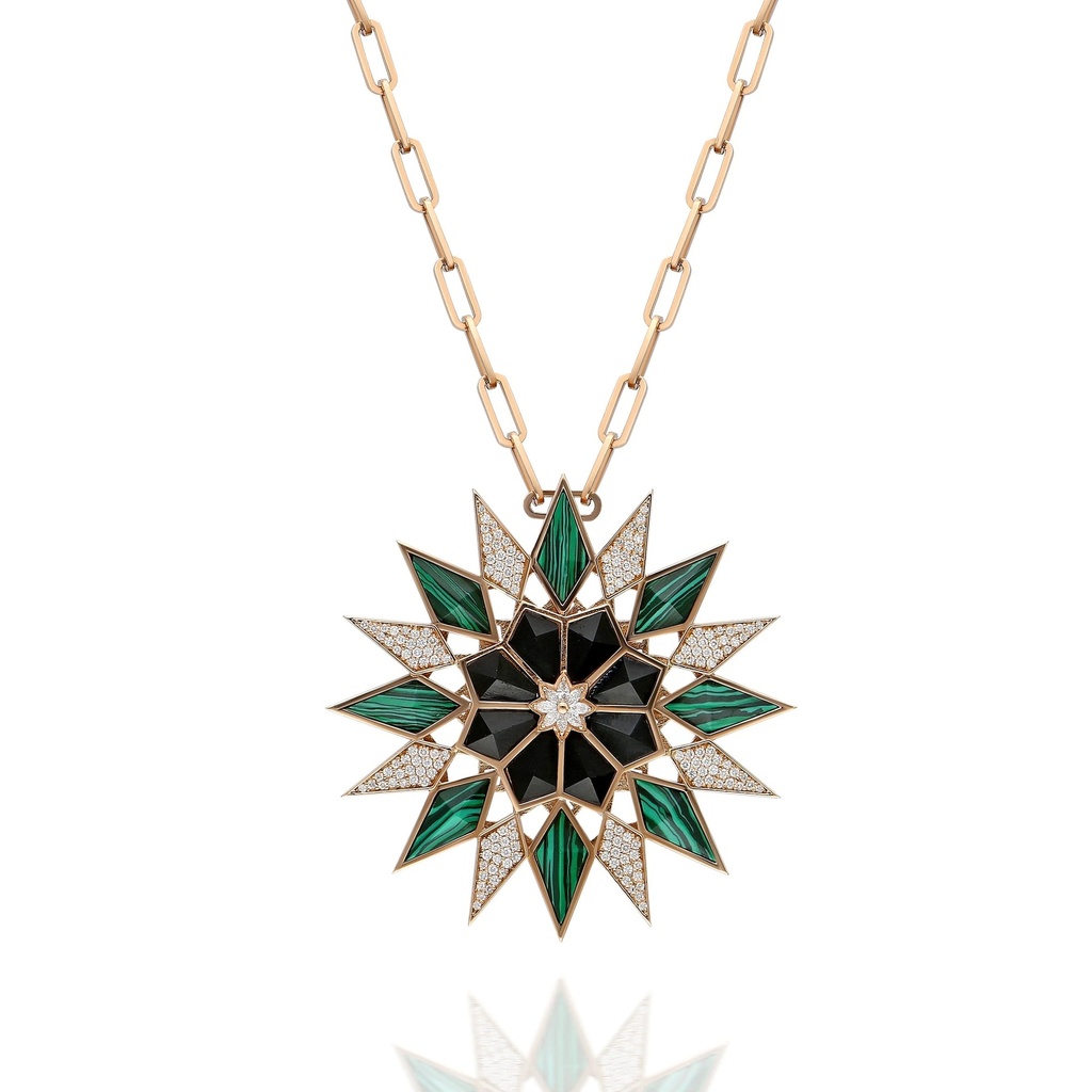 Terzihan Rose Gold Nord Medallion Malachite & Black Onyx RG.NORD