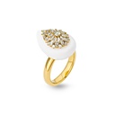 Daisy Pear-Shape White Ceramic Ring With Diamonds #2