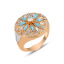 Terzihan Rose Gold Nord Ring - Turquoise & White Agate