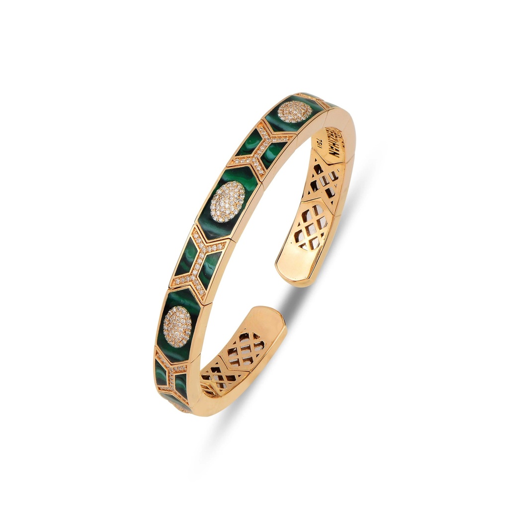 Terzihan Rose Gold Shield Bracelet - Green Mother of Pearl Enamel RG.SHIELD