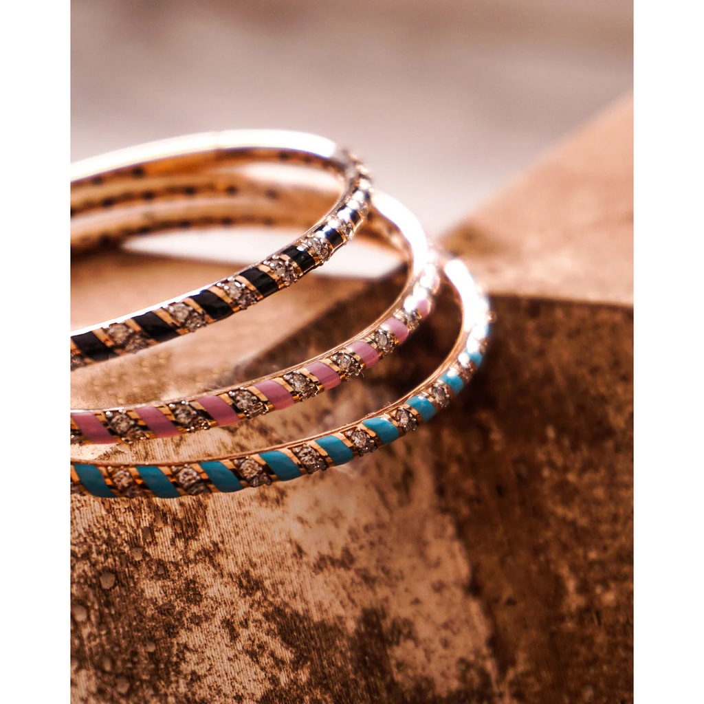 Terzihan Rose Gold Tornado Bracelet - Black Enamel RG.TORNADO #6