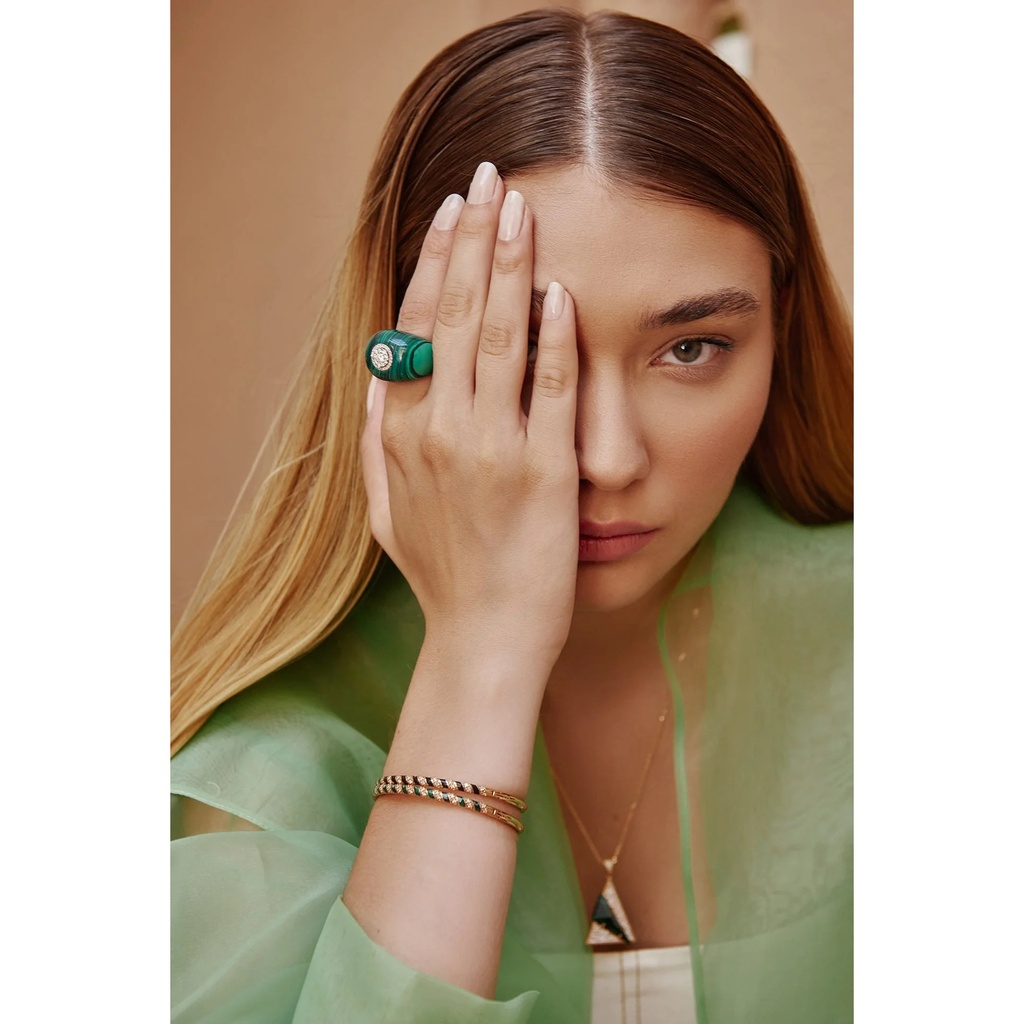 Terzihan Rose Gold Tornado Bracelet - Green Mother of Pearl Enamel RG.TORNADO #8
