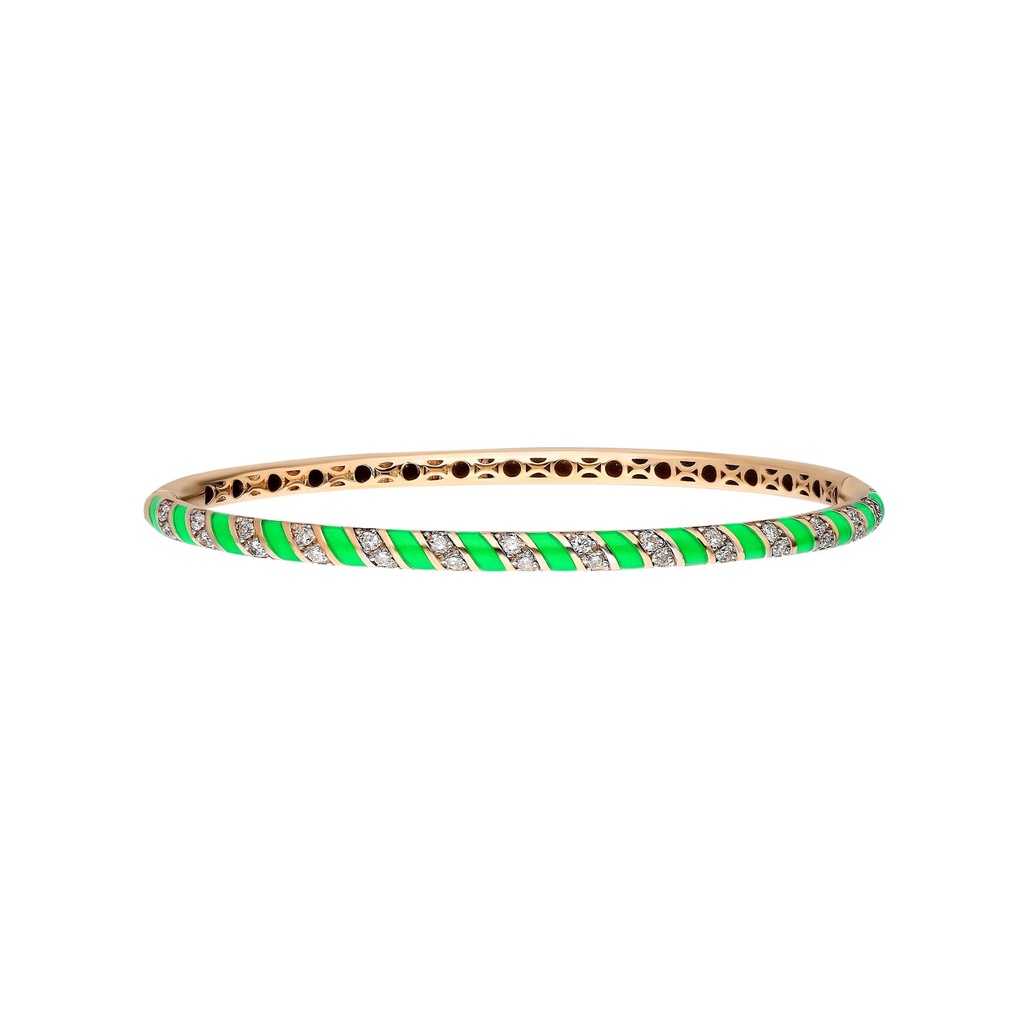 Terzihan Rose Gold Tornado Bracelet - Neon Green Enamel RG.TORNADO