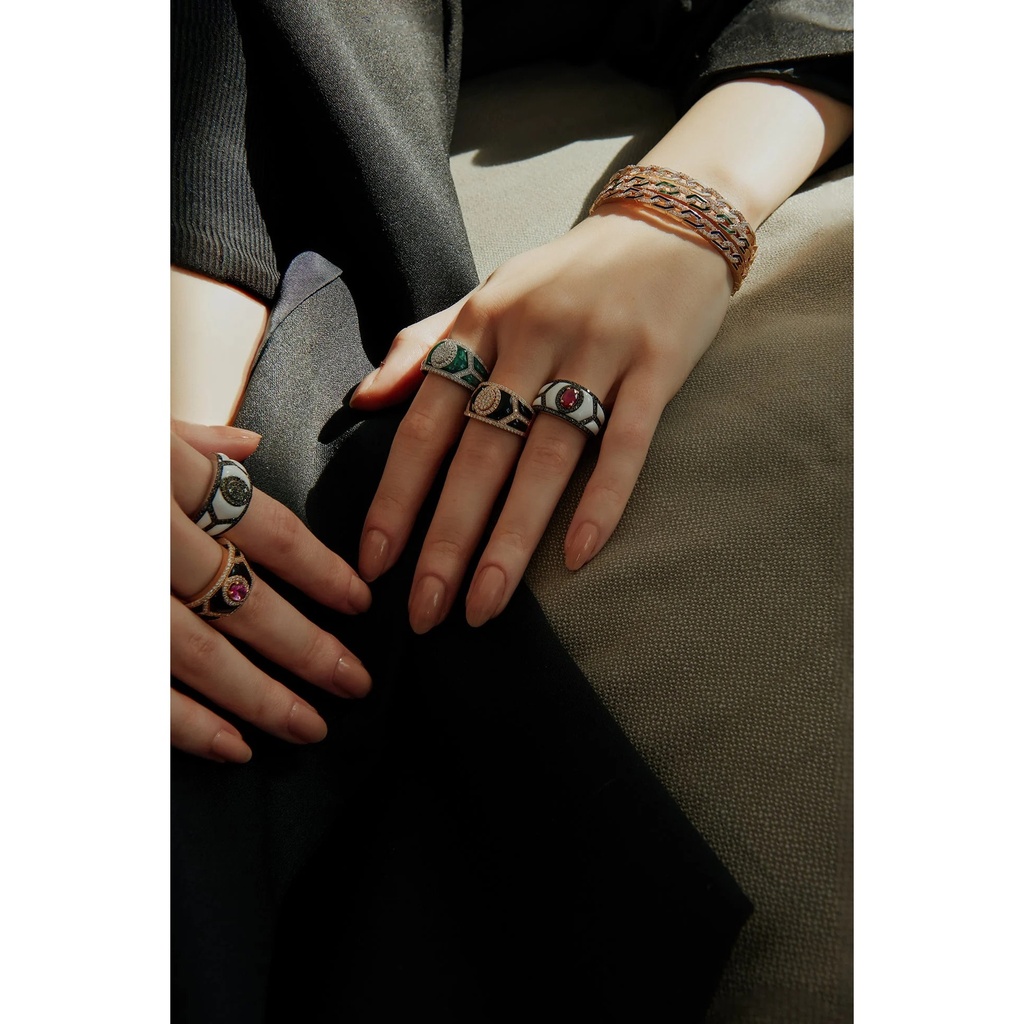 Terzihan Shield Ring - Black Enamel #3