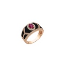 Terzihan Shield Ring - Ruby with Black Enamel