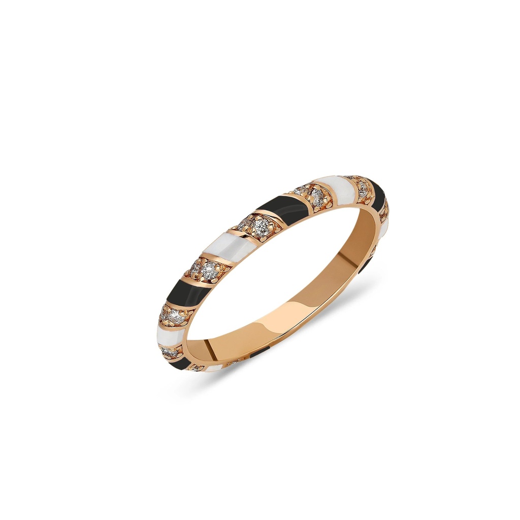 Terzihan Tornado Ring - Black & White Enamel