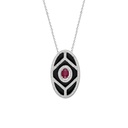 Terzihan White Gold Shield Pendant - Ruby with Black Enamel WG.SHIELD