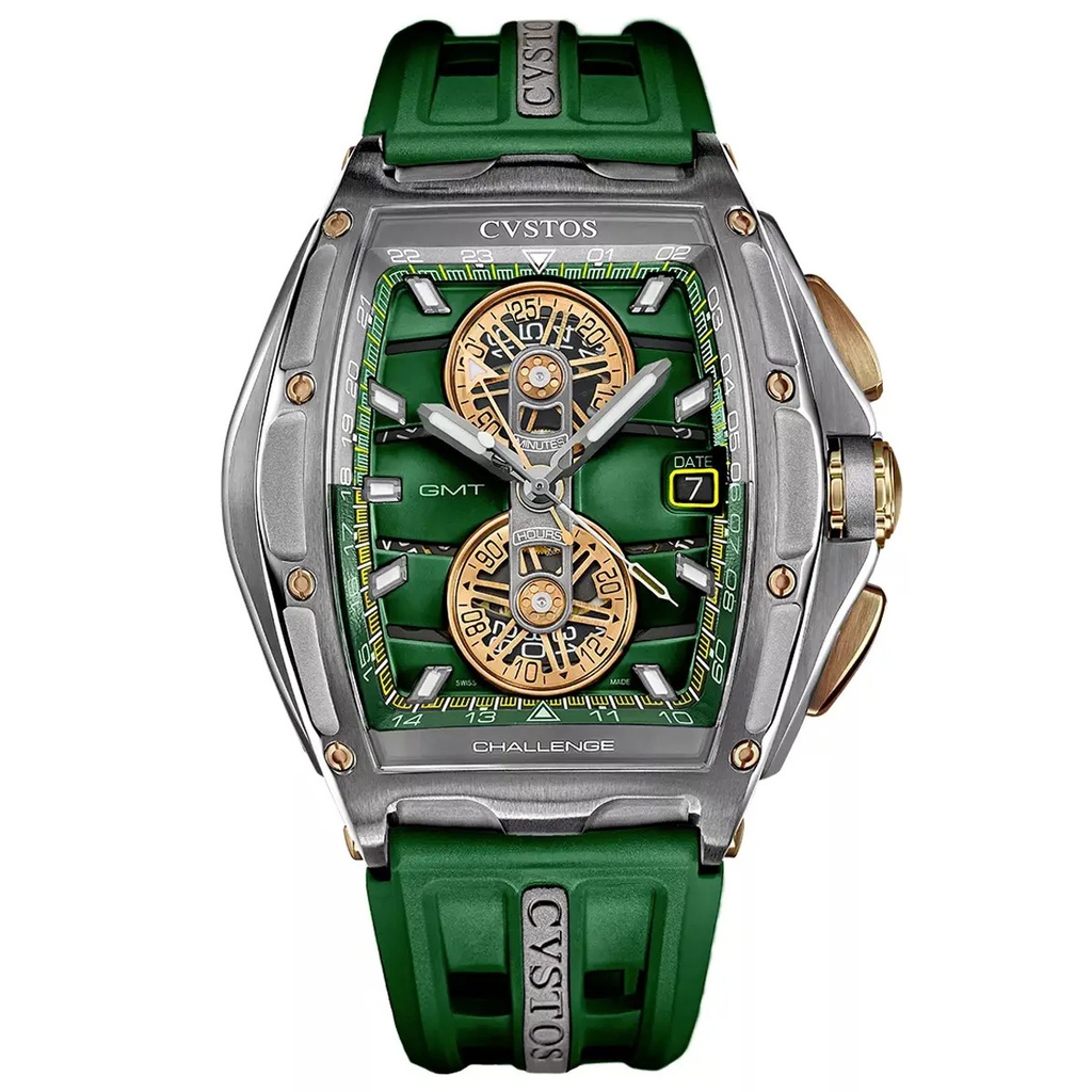 Cvstos Chrono GMT Steel/Green Dial - 45mm B01110.4507001