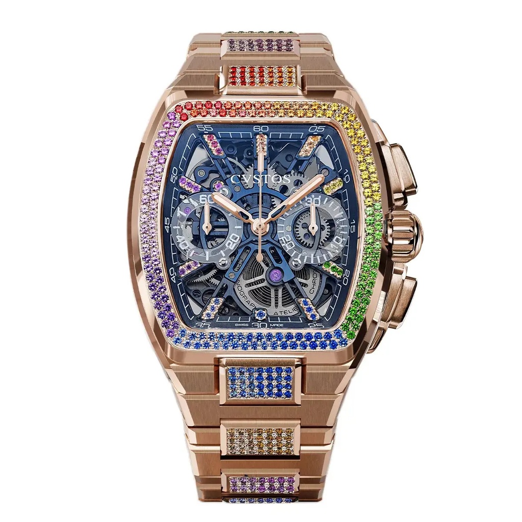 Cvstos Metropolitan Chrono Rose Gold Blue SQLT / Rainbow - 42mm F00112.4223003