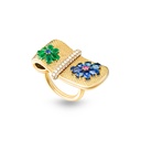 Eden Flinking Ring With Emerald, Blue And Pink Sapphire Flower #2