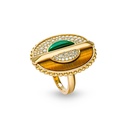 As Above So Below Ring In Malachite, Tiger'S Eyes And Diamond #2