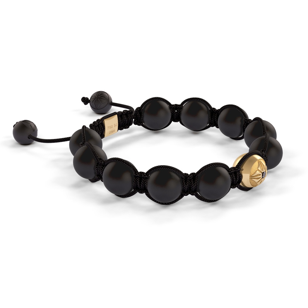 Shamballa Jewels Yellow Gold & Ceramic 10mm Bead Braided Bracelet (Left View)