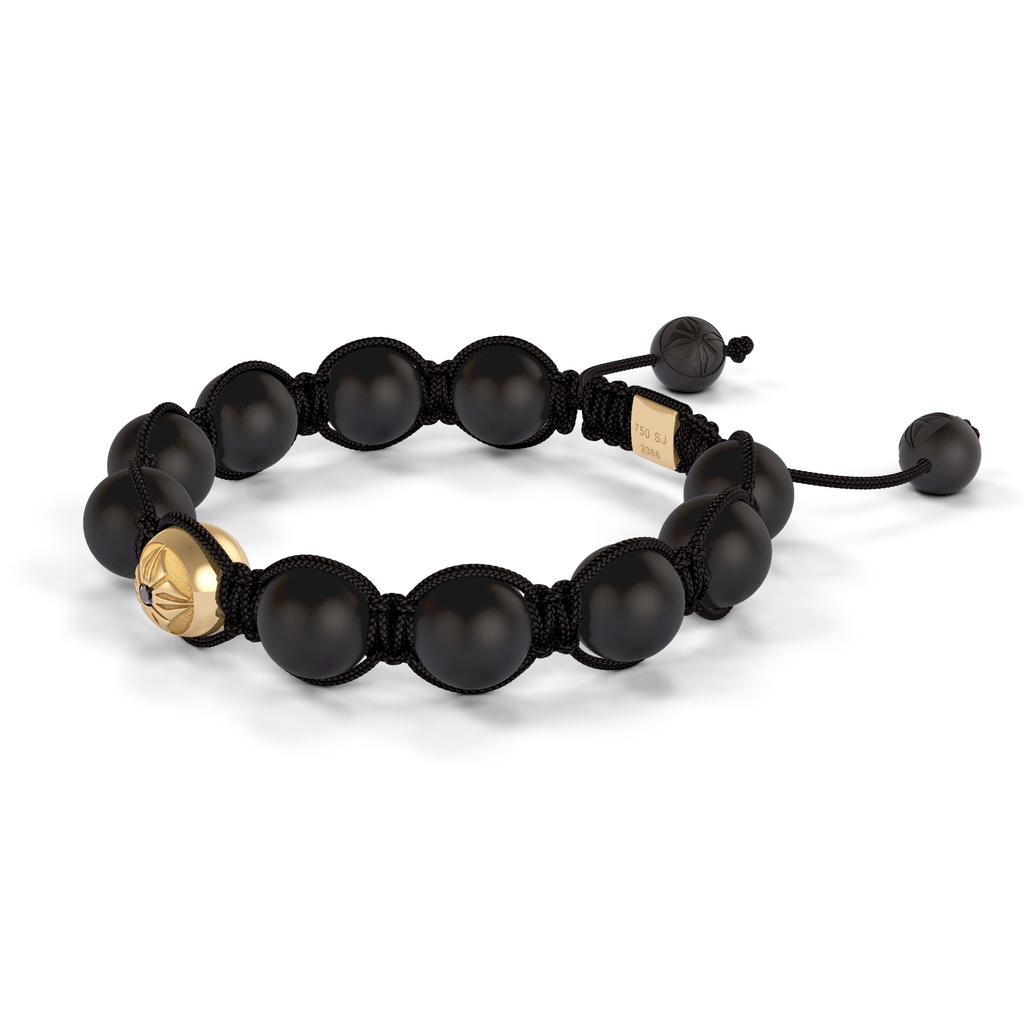 Shamballa Jewels Yellow Gold & Ceramic 10mm Bead Braided Bracelet (Right View)