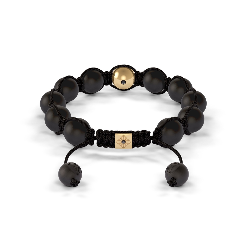 Shamballa Jewels Yellow Gold & Ceramic 10mm Bead Braided Bracelet (Back View)