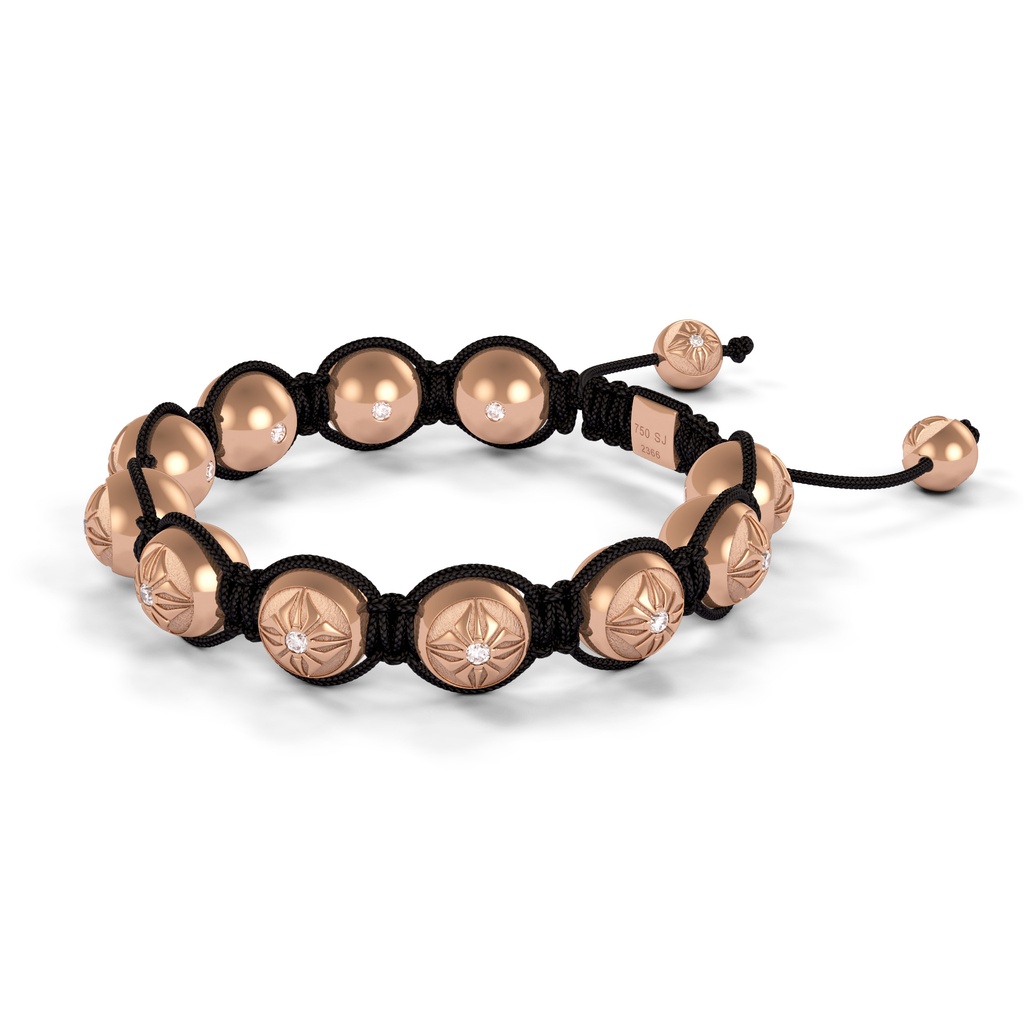Shamballa Jewels Full Rose Gold SOS & Onyx 10mm Bead Braided Bracelet (Right View)