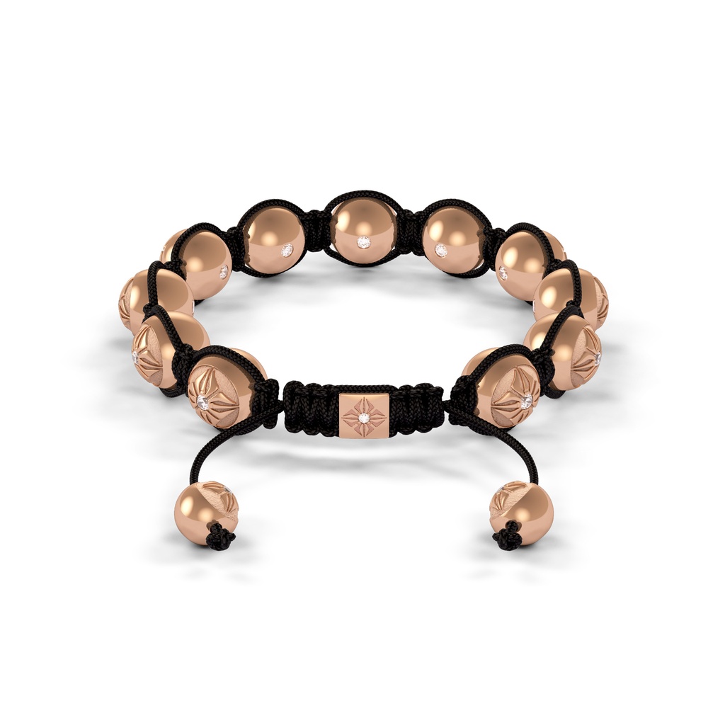 Shamballa Jewels Full Rose Gold SOS & Onyx 10mm Bead Braided Bracelet (Back View)