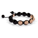 Shamballa Jewels Front Gold SOS & Onyx 10mm Bead Braided Bracelet (Left View)