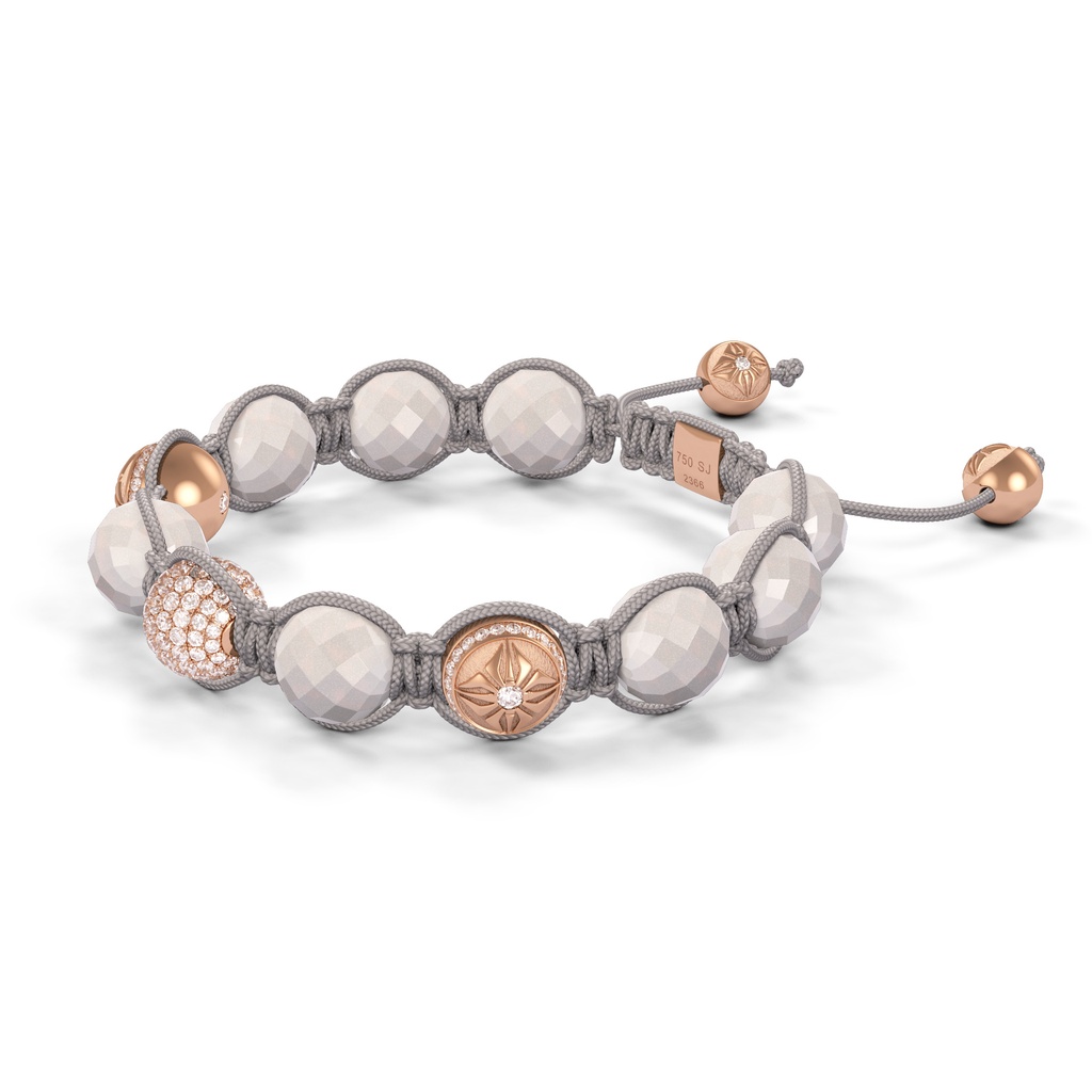 Shamballa Jewels Rose Gold, Diamond & Moonstone 10mm Bead Braided Bracelet (Right View)