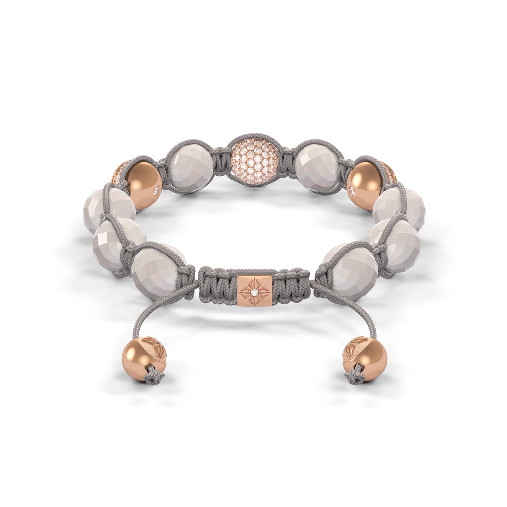 Shamballa Jewels Rose Gold, Diamond & Moonstone 10mm Bead Braided Bracelet (Back View)