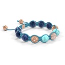 Shamballa Jewels Rose Gold, Diamond, Turquoise & Sapphire 10mm Bead Braided Bracelet (Left View)