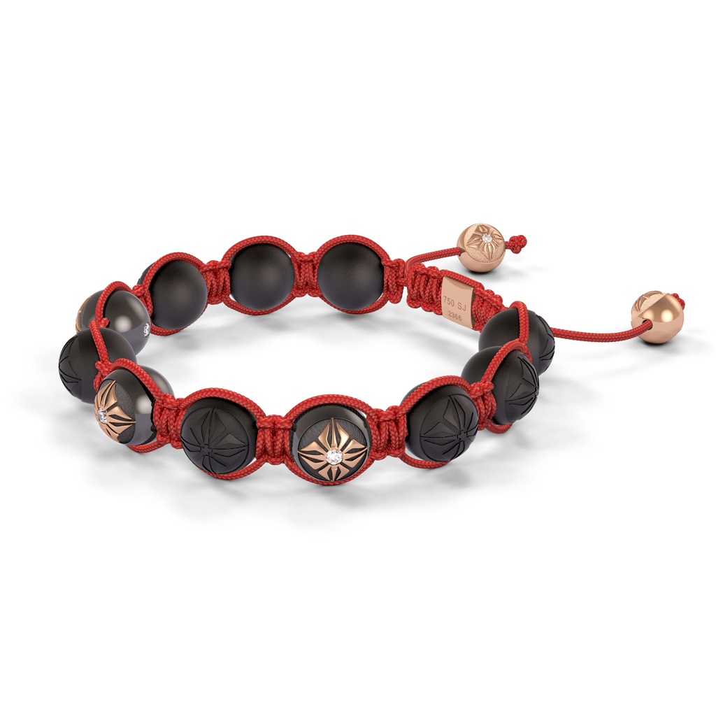 Shamballa Jewels Black & Rose Gold Ceramic 10mm Bead Braided Bracelet (Right View)