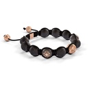 Shamballa Jewels Black & Rose Gold Ceramic 10mm Bead Braided Bracelet (Left View)