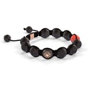 Shamballa Jewels Black & Rose Gold Coral & Ceramic 10mm Bead Braided Bracelet (Left View)