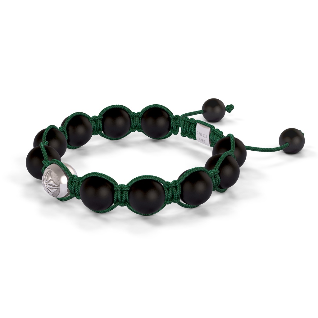 Shamballa Jewels White Gold & Ceramic 10mm Bead Braided Bracelet (Right View)