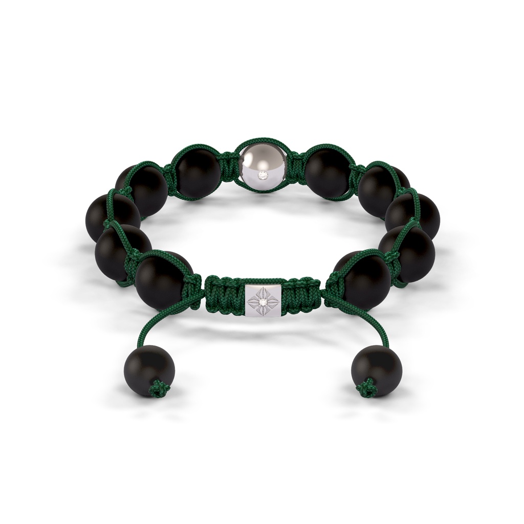 Shamballa Jewels White Gold & Ceramic 10mm Bead Braided Bracelet (Back View)